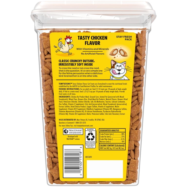 Temp-tations Tasty Chicken Flavor Crunchy and Soft Cat Treats 30
