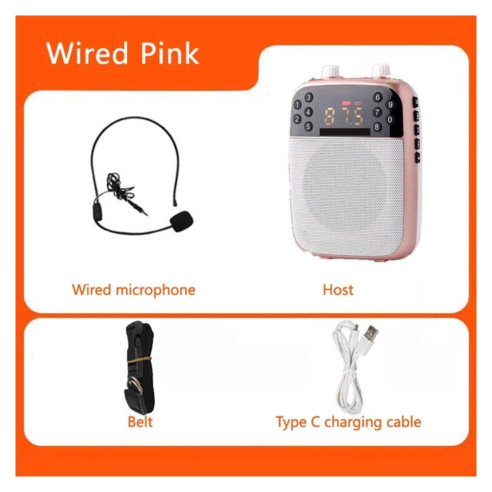 Wireless Megaphone Portable Voice Amplifier Teacher Guide Microphone Speaker 5W Support TF Card U Disk MP3 Player ,Powerful Voice Amplifier