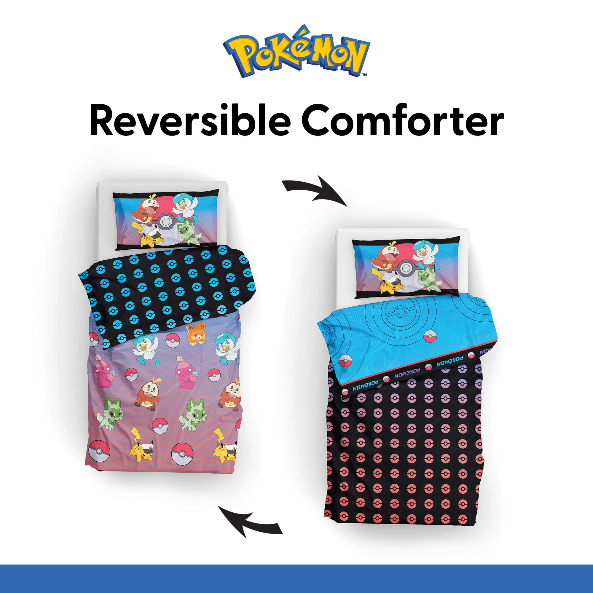Pokemon On The Horizon 2 Piece Twin/Full Comforter & Pillowcase Set for Kids