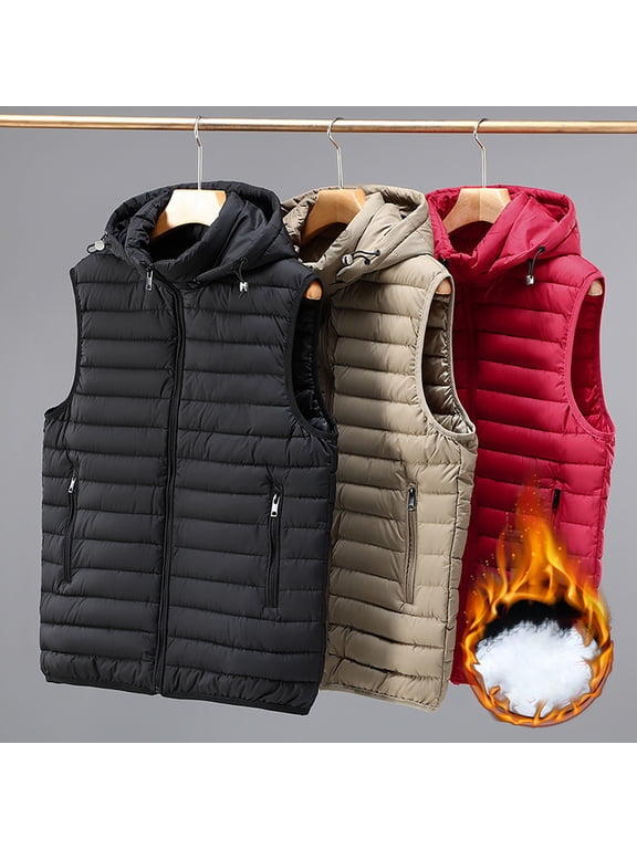 Men's Sleeveless Hoodie Hooded Vest Nylon Spandex Blend Pullover Drawstring Zipper Pockets Button Front Casual Blouse Top Streetwear Travel Gift | Zenithor,Khaki XL