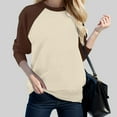 thumbnail image 2 of Women's T-Shirts Long Sleeve Womens Fall Tops Crewneck With Shoulder Matching Color Blouses Business Casual Brown XL, 2 of 5