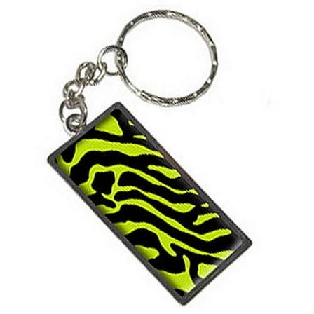 Zebra Print Lime Green Keychain Key Chain Ring