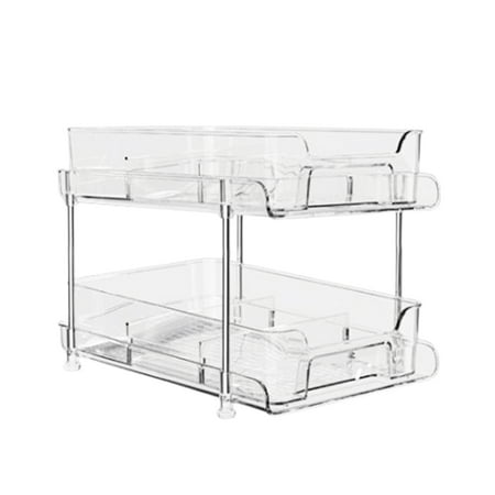 

Jangslng Storage Rack Clear Slide-Out Organizer Tray Multi-Purpose Durable Transparent Plastic Cosmetics Household Kitchen Storage