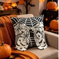 thumbnail image 3 of Diceymbol Halloween Throw Pillow Black Spiderweb Bow Accent Cushion for Sofa Chair Gothic Halloween Decor 18 Inch, 3 of 8