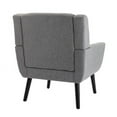 thumbnail image 5 of Soft Linen Fabric Armchair Sofa, Velvet Upholstered Accent Chair with Black Legs and Armrest, Ergonomics Design Chair for Living Room Bedroom Indoor Home, Light Gray, 5 of 7