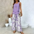 thumbnail image 2 of WTOBBY Women's Summer Vacation Outfit, Double-Layer Sleeveless Vest Top & Loose Casual Pants 2-Piece Set, Lightweight Travel Wear,Light Purple M, 2 of 3