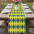 thumbnail image 4 of Green Purple Plaid Table Runner 70 Inches, Modern Geometric Minimalist Checkered Bed Runner Dresser Scarves Tabletop for Indoor Outdoor Parties/Ceremony/Banquet, 13" x 70", 4 of 9