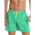 thumbnail image 1 of Innerwin Summer Short Pants High Waist Mens Bottoms Vacation Solid Color Hawaiian Beach Shorts Green 4XL, 1 of 2