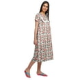 thumbnail image 4 of Moomaya WoMen's Printed Short Sleeve Nightdress V-Neck Cotton Sleepwear Gown, 4 of 5