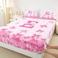 thumbnail image 4 of Erosebridal Pink Bowknot Bed Sheets for Girl, Initial E Letter King Sheets, 4pcs, 4 of 5