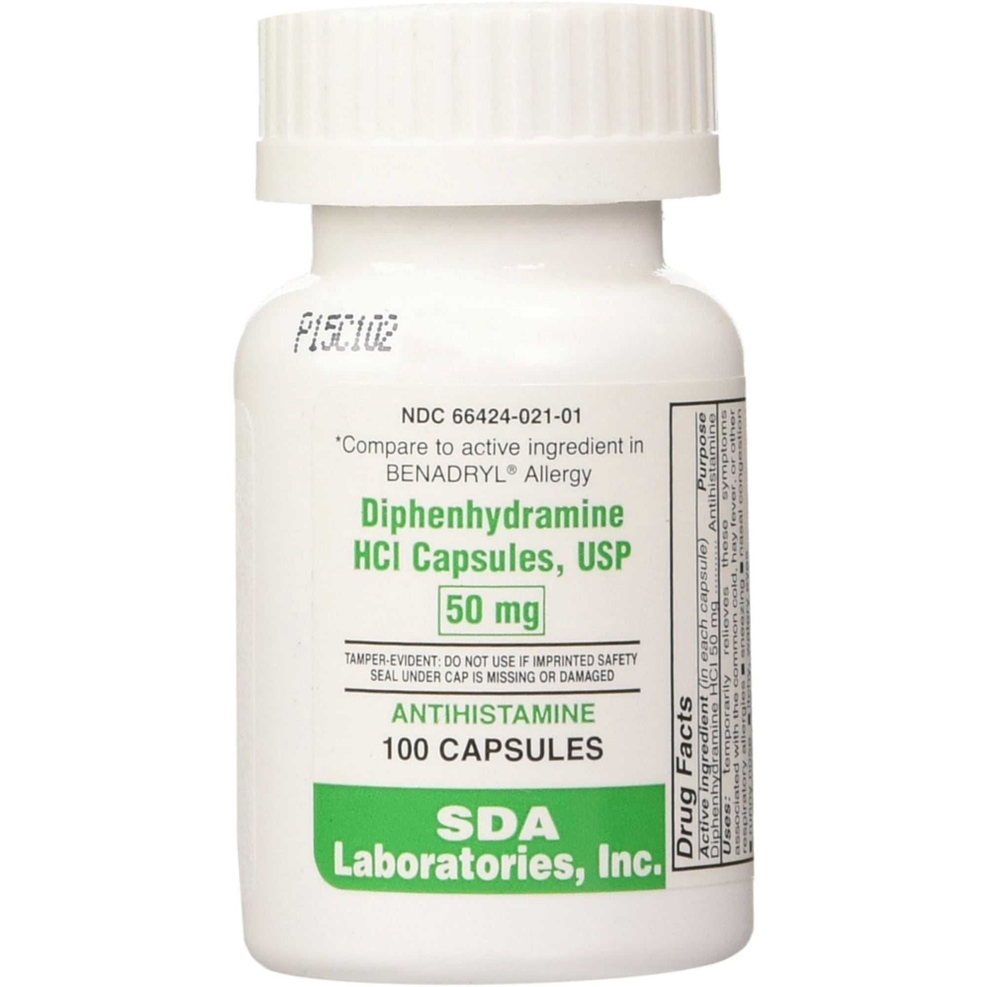 SDA Laboratories Allergy Diphenhydramine Capsules 50mg 100 Each
