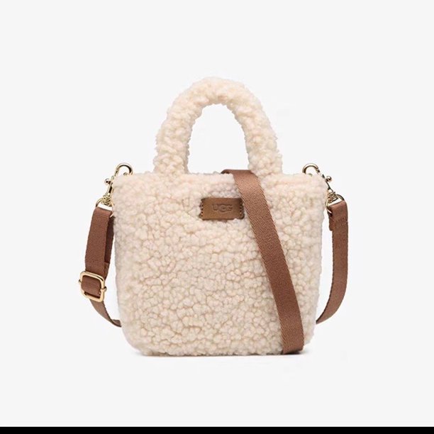 Bolso de mano de lana de cordero de otoño e invierno, lindo bolso de mano peludo de moda, bandolera portátil, pequeño bolso cuadrado