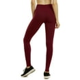 thumbnail image 3 of Sofra Women & Plus Cotton High Waist Full Length Cotton Workout Leggings (Burgundy/Burgundy, L), 3 of 3