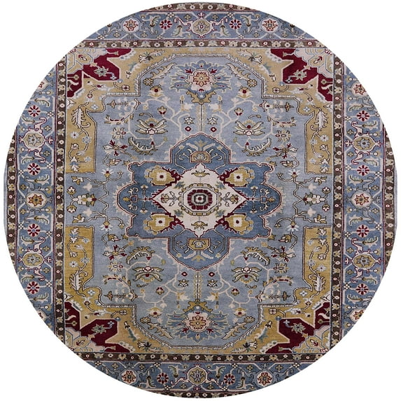 Ahgly Company Indoor Round Mid-Century Modern Purple Oriental Area Rugs, 8' Round