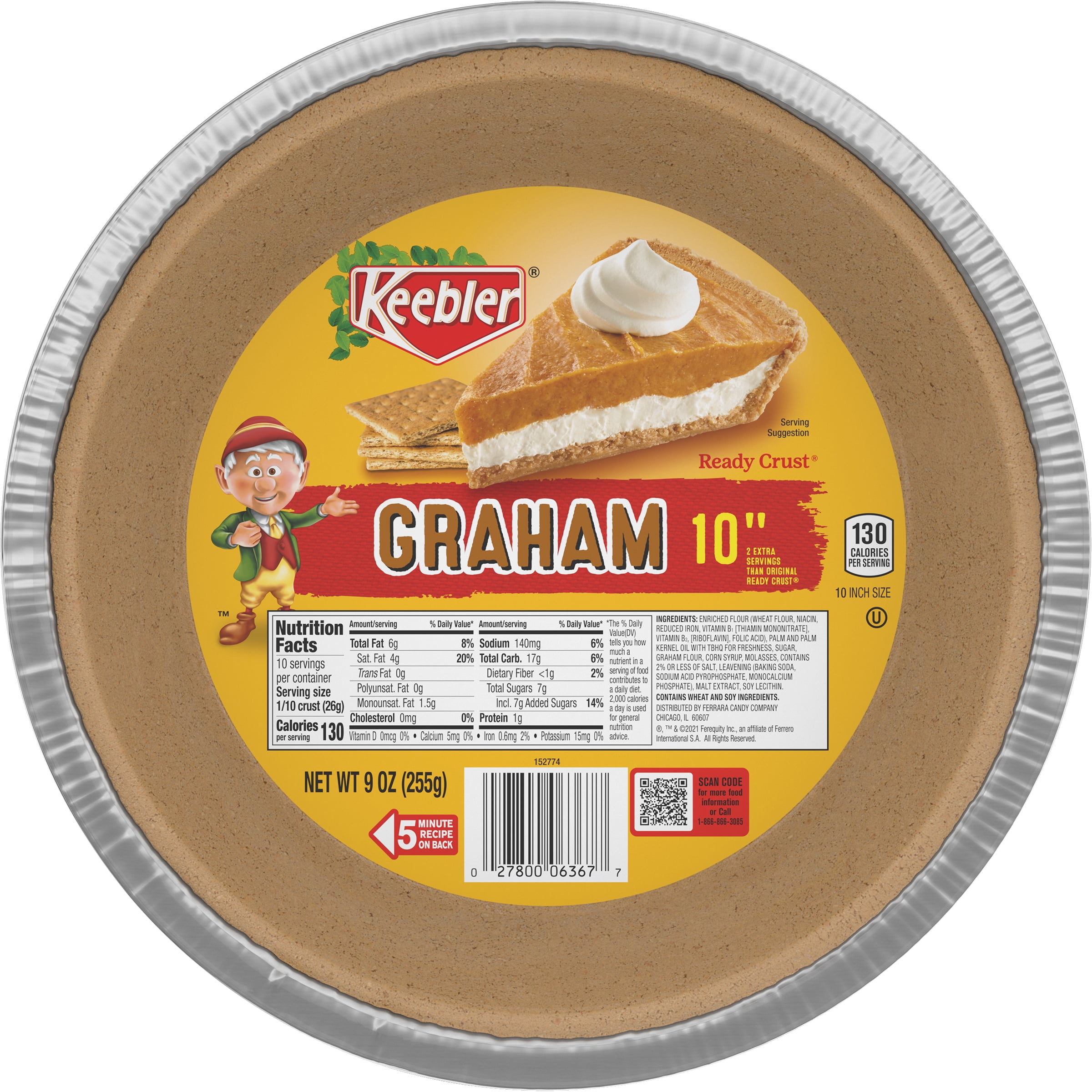 Keebler Graham Cracker Pie Crust 10 inch (Dual Placement)