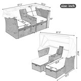 Alora Premium Outdoor 2-Seater Patio Daybed With Foldable Awning, Cushions, And Rattan Frame (SAK90233)