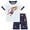Blue, variant on Tfken Summer Outfit Sets For Boys Print Crew Neck Short Sleeve Tops With Stripe Shorts Set Fashion Summer Kids Comfortable Outfit Blue Size 3-4 Years