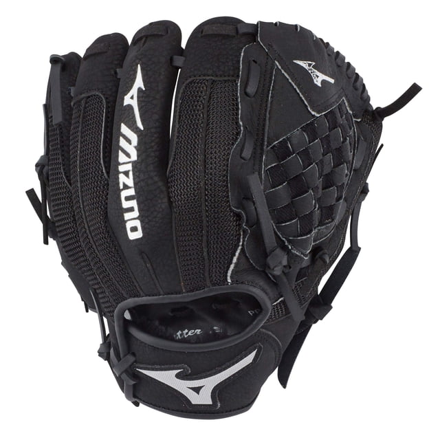Mizuno Gpp1000Y3 Jóvenes (edades 3-6) Prospect Series Powerclose Guantes de béisbol 10"" Tiro a la derecha Negro Tartan Flex Web