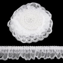 5 Yards White 3-Layer Pleated Lace Edge Trim 3.46inch Wide Organza Lace Pleated Edge Ribbon Mesh Chiffon Ruffle Trim for Sewing Edging Trimming Curtain Blanket Clothing Home Decor