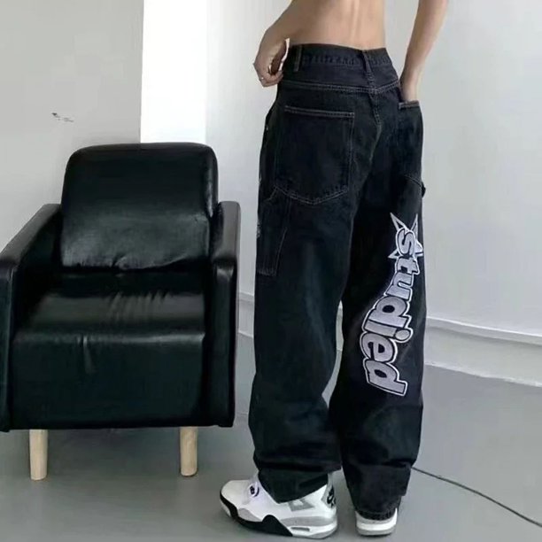 Harajuku Retro Hip Hop Print Baggy Jeans JNCO Jeans New Y2K Womens