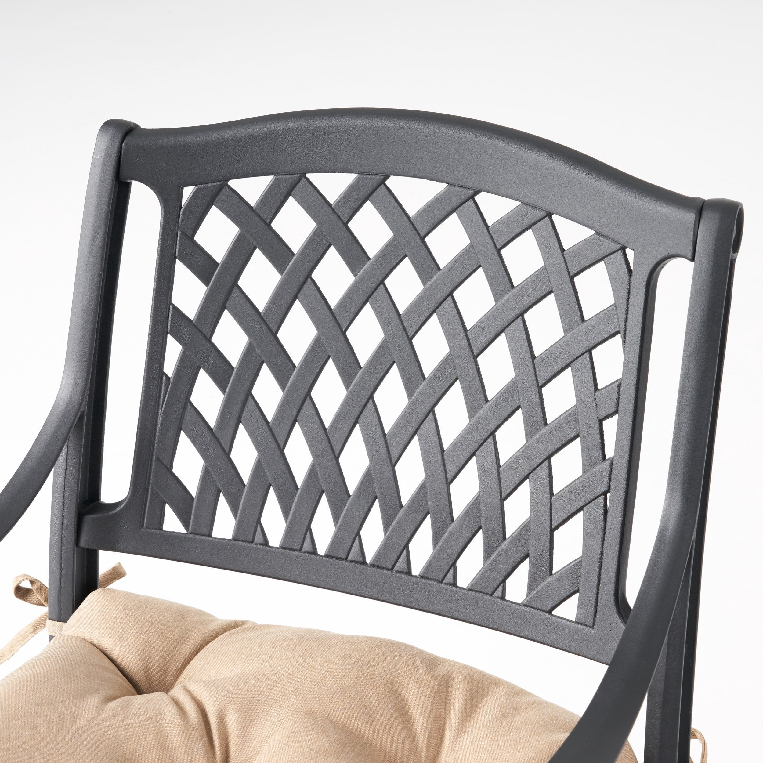 Brody Outdoor Cast Aluminum Dining Chair with Cushion, Set of 2, Antique Matte Black, Tuscany