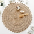 thumbnail image 3 of Bath Rug-Cotton-Sand Beige--1-Pcs-D-24" +3" Lace, 3 of 5