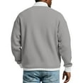 thumbnail image 6 of Nokdvo Mens Quarter Zip Pullover Waffle Long Sleeve Pullovers with Zipper Pocket Stand Collar Polo Shirt Textured Traditional Vintage Casual Outdoor Winter Clothes,Gray 5XL, 6 of 7