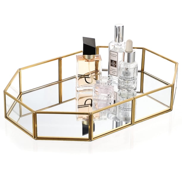 Espejo decorativo Hipiwe Gold de cristal perfumado de 31,5 x 20,8 cm