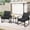 Black, variant on Melocadol 3 Piece Wicker Patio Bistro Set, Outdoor Rattan Set with Glass Top Coffee Table, Black Frame with Grey Cushions