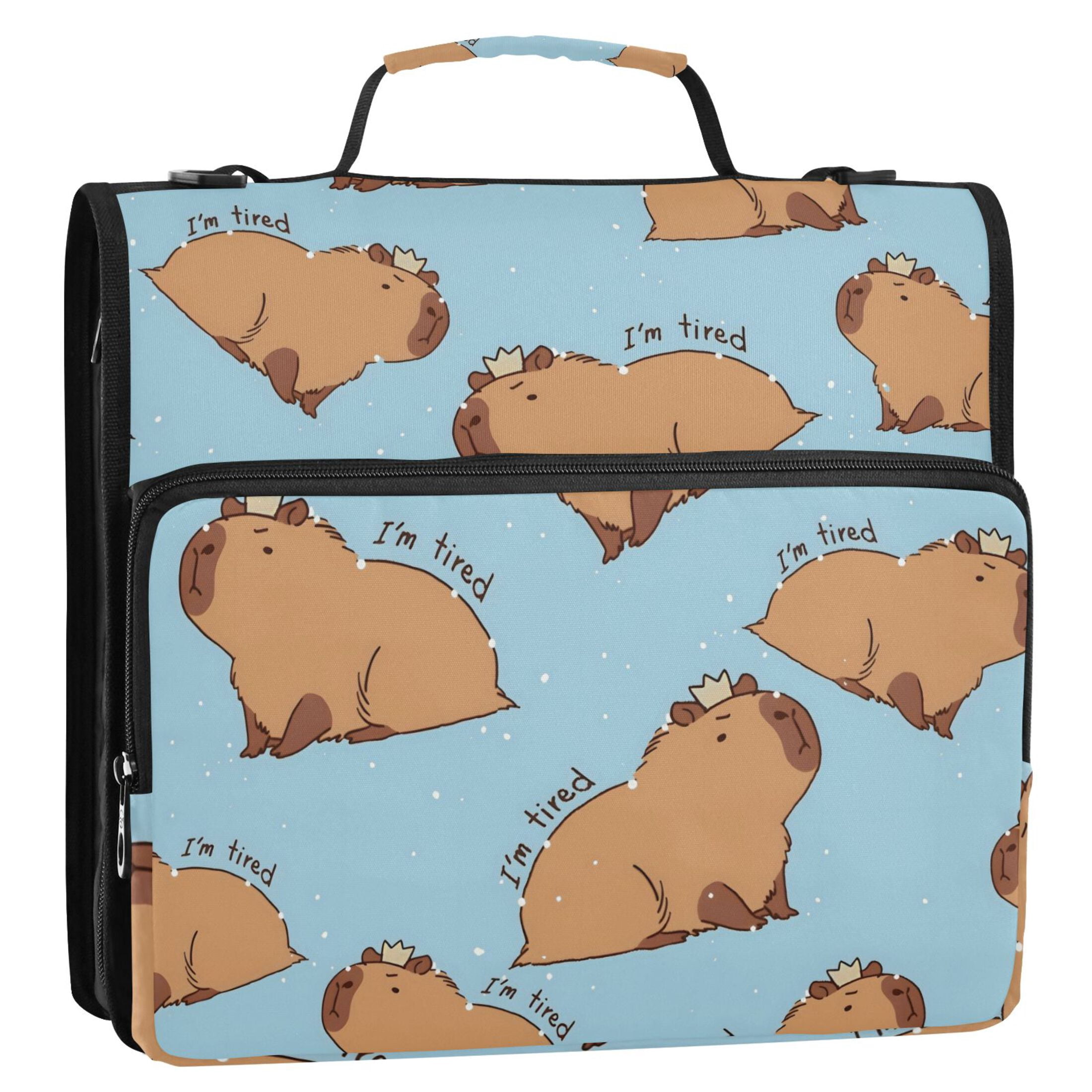 ALAZA Zipper Binder Capybara Animals 3 Ring Trapper Keeper File Folder Organizer Bag