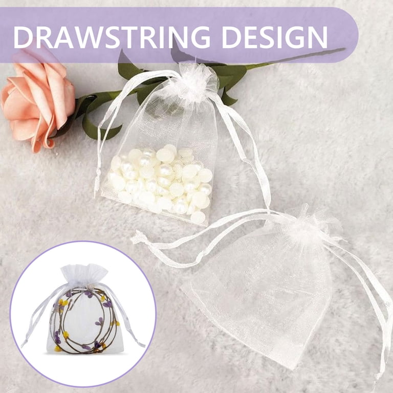 Tripumer Sheer Organza Bags, 200-Piece White Gift Pouches photo 3