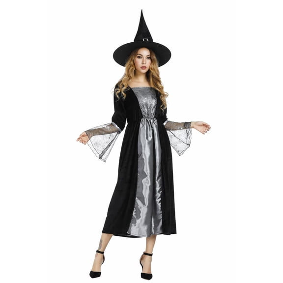 Grebrafan Witch Women Dresses Gothic M silver