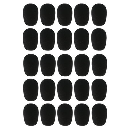 25 Packs Condenser Microphone Sponge Windshield Foam Protective Cover Black