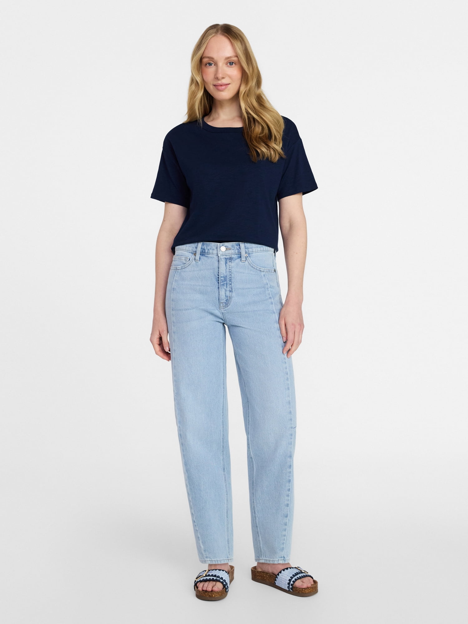 Time and Tru Women's Boxy Slub Tee with Short Sleeves, Sizes XS-XXXL