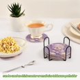 thumbnail image 6 of Haosy Set of 6 Drink Woven Coaster with Holder Heat Resistant Non-Slip Bar Coasters 4 Inches Purple Bear with Star Heart, 6 of 7