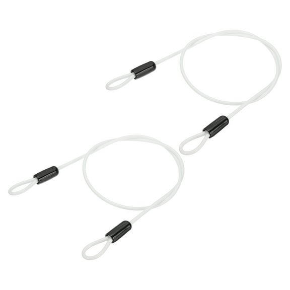 3/16" Dia Vinyl Coated Stainless Steel Cable with Loops, 2 Pcs 3 ft (39") Lock for Outdoor Stage Lighting, White