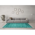 thumbnail image 3 of Ahgly Company Machine Washable Indoor Square Abstract Turquoise Blue Modern Area Rugs, 6' Square, 3 of 4