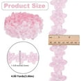 thumbnail image 2 of 3.66m Pearl Trim Organza Lace Ribbon 4.25cm Wide Pink Organza Flower Trim 3D Embroidered Applique Fabric for Sewing Craft Wedding Bridal Dress Clothes Embellishment, 2 of 8