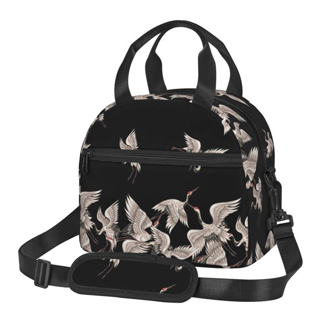 Easygdp Japanese White Crane Caja de Almuerzo para Mujeres y Hombres, Bolsa de Almuerzo Insulada, Bolsas Reutilizables Impermeables para Viajes, Trabajo y Picnics