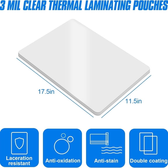 300 Pack Laminating Sheets, Hold 11 x 17 Inch Sheet, 3 Mil Clear Thermal Laminating Pouches 11.5 x 17.5 Inch Lamination Sheet Paper for Laminator, Round Corner
