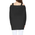 thumbnail image 2 of YEMAK Women's Cold Shoulder Long Sleeve Knit Tunic Top Pullover Sweater MK3631-BLK-S, 2 of 7
