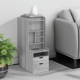 thumbnail image 6 of Tall Nightstand with Charging Station and LED Lights, LED Gray Nightstand with Drawers and Shelves, Tall Bedside Table with Bookshelf, Side End Table with Storage, Grey, 6 of 9
