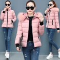 thumbnail image 4 of Chaqueta corta de algodón, abrigo de invierno para mujer, chaqueta de algodón, corte entallado, cuello de piel gruesa, chaqueta pequeña de algodón, 4 of 6