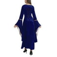 thumbnail image 4 of IROINNID Reduced Long Sleeve Dress for Women Full-Length Empire Dress Vintage Hooded Dress Tie Flared Sleeves Skirt,Blue, 4 of 7