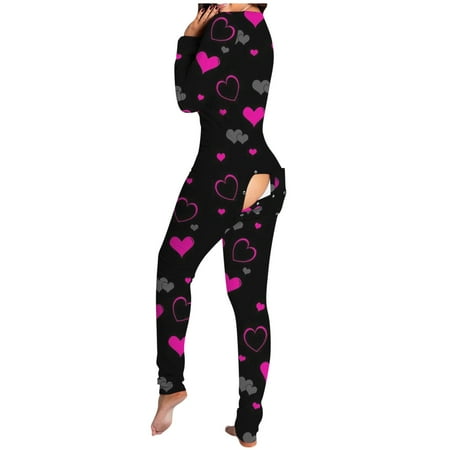 

JDEFEG Set Woman Buttoned Adults Functional Print Jumpsuit Button-Down Women s Women s Jumpsuit Cut Pajamas for Women Womens Pajama Sets Polyester Hot Pink Xxl
