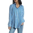 thumbnail image 5 of hirigin Women’s Oversized Boyfriend Shirts, Long Sleeve Striped Print Loose Button Down Tops, 5 of 9