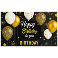thumbnail image 2 of Black Background Happy Birthday Banner with Gold Glitter Balloons Stars Party Decors for Birthday Party Photography Props Celebrations Backdrop Decorations, 2 of 8