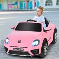 thumbnail image 2 of Costway 12V Licensed Volkswagen Beetle Kids Ride On Car w/ Remote Control&FM Radio Pink, 2 of 10
