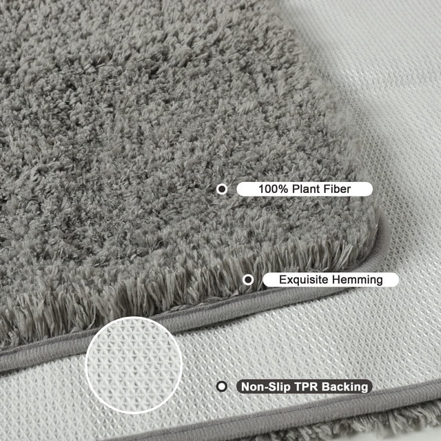 Softlife Machine Washable Microfiber Bathroom Mat Non Slip Bath Mat for Bathroom Soft Absorbent Shaggy Bath Rugs,20"x32",Gray