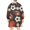 thumbnail image 2 of Baseball Football Pattern Wearable Oversized Blanket,Wearable Blanket Hoodie for Adults,Cozy Hooded Blankets with Super Pockets,Super Warm Fuzzy Pullover for Women & Men, 2 of 6